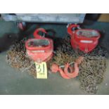 LOT OF CHAIN HOISTS (2), COFFING, 2 T. cap.