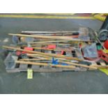 LOT OF HAND TOOLS & MISC., assorted (on three pallets)