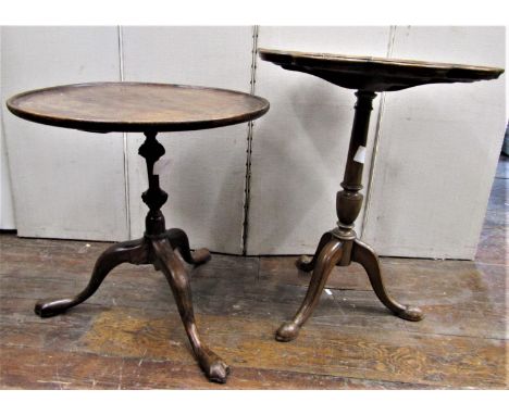 A Georgian mahogany occasional table with dished top on turned pillar and tripod and a further mid 20th century example in wa