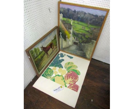 L Dobrowski - Study of a horse in a landscape setting, oil on canvas, signed and dated 1971, 42 x 54.5cm approx, together wit
