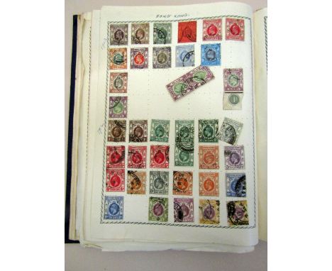 The Triumph Illustrated stamp album with a collection of old GB Commonwealth stamps. (displayed in cabinet) 