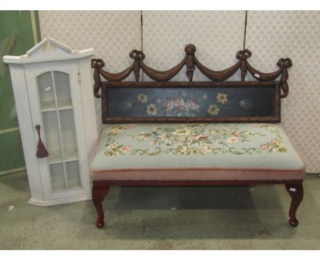 A mixed collection of furniture including a small upright painted pine cupboard, an Edwardian occasional table of circular fo