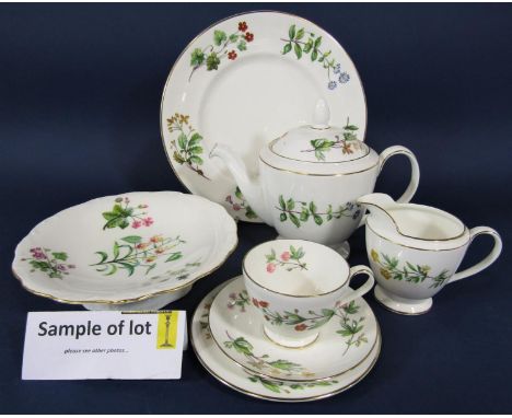 A collection of Minton meadow patternwares comprising tureen and cover, six dinner plates, three circular comports, teapot, m