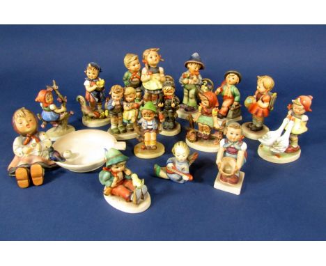 A collection of Hummel figures including an ashtray with applied figure of a child knitting, etc, (two AF),(15) 