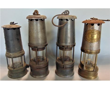 Brass and steel miners lamp by E Thomas &amp; Williams Ltd together with two others (3) 