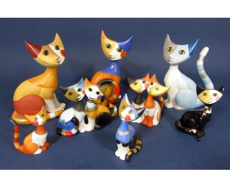 A collection of eight Goebel cat groups and figures designed by Rosina Wachstmeister (8) 