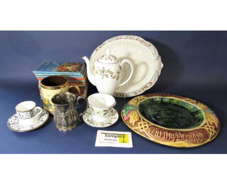 A collection of ceramics including Wedgwood black and white printed coffee cans and saucers comprising six coffee cans and fo