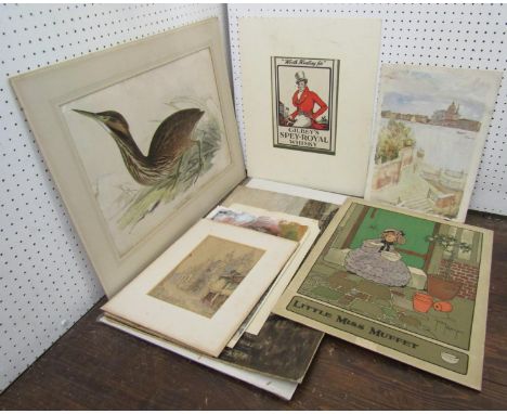 Edward Lear (British 1812-1888) - Freckled Bittern, coloured lithographic print (af) 35 x 50.5cm approx visible sheets size, 