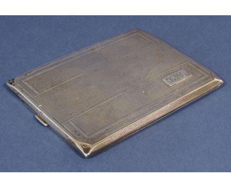 Engine turned silver cigarette case of rectangular form in the Art Deco manner, maker CSG &amp; Co, Birmingham 1936, 12 cm lo