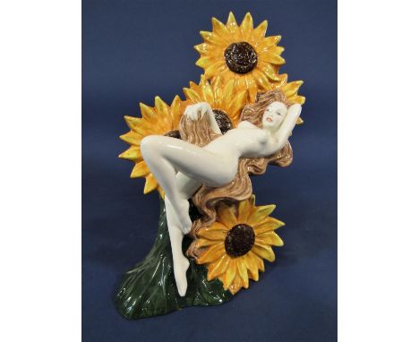 A Carltonware limited edition figure of The Carlton Girl - sunflower model by Andy Moss, edition number 65/600, together with
