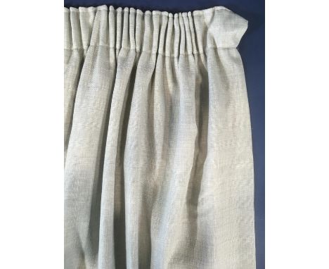 2 pairs full length curtains by John Lewis in pale blue/grey fabric with linen look, pencil pleat heading and blackout lining