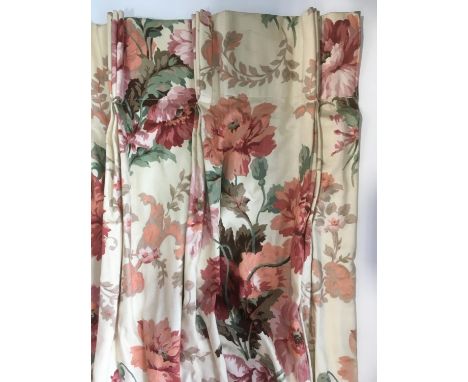 I pair extra long lined curtains in 'Manor House' by Montgomery Fabrics, with triple pleat heading, length 3m, fixed top widt