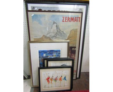 Two reproduction early 20th century travel posters one for Zermatt the other for Lake Garda, max sheet size 91 x 60cm approx,