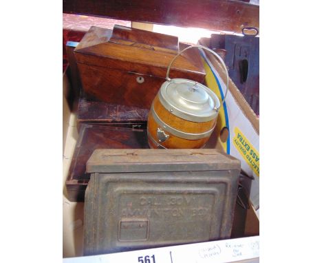 19th century flame mahogany sarcophagus tea caddy, 30 cm wide, together with a further leather applied writing slope, 31 cm, 