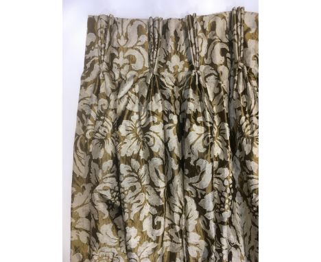 2 pairs of good quality heavyweight curtains in a contemporary silk fabric, lined and thermal lined with triple pleat heading
