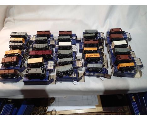 Thirty Hornby Dublo 2/3 rail plastic bodied wagons, blue box, mostly very good condition, boxes are fair. UK P&amp;P Group 2 