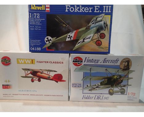 Three Airfix/Revell 1/72 scale aircraft kits, sealed as new, storage wear to boxes. UK P&amp;P Group 1 (£16+VAT for the first