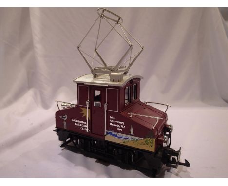 G scale L.G.B 2030CL, E1 electric, maroon, chrome, L.G.B model Rail Road Club, 16th anniversary, Hyannis MA, 1994, limited ed