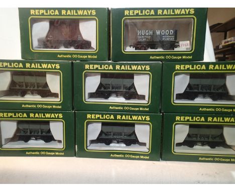 Eight OO gauge Replica wagons, including six 24 ton hoppers, mostly excellent condition, boxed. UK P&amp;P Group 1 (£16+VAT f