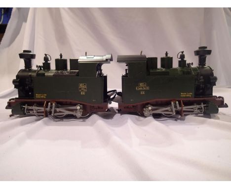 G scale L.G.B 20990, Saxon class, two Push Me-Pull You, steam outline locomotives, with lights and smoke, DCC fitted, excelle