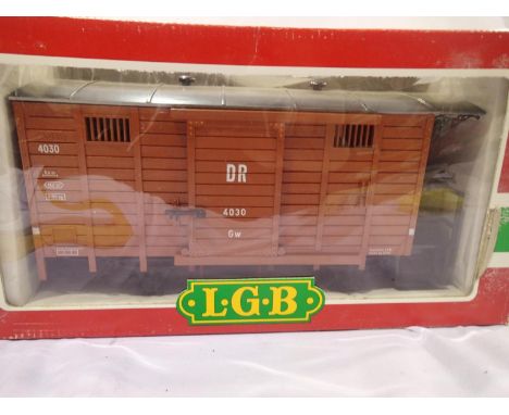 G scale L.G.B 4030 freight wagon, DR brown, sliding doors, excellent condition, box with wear. UK P&amp;P Group 2 (£20+VAT fo