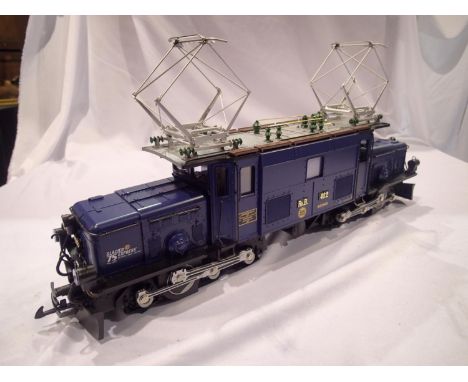 G scale L.G.B 27402, Ge 6/6, twin pantograph electric loco, 75 years of Glacier Express, blue, no.. 412, fitted sound, excell