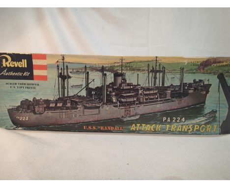 Revell H329 USS Randall attack transport ship, PA224, appears complete, box with wear. UK P&amp;P Group 1 (£16+VAT for the fi