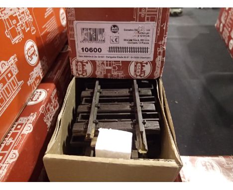 G scale L.G.B 10600 box of twelve 600 mm lengths of track, good condition, requires cleaning, box is fair. UK P&amp;P Group 3