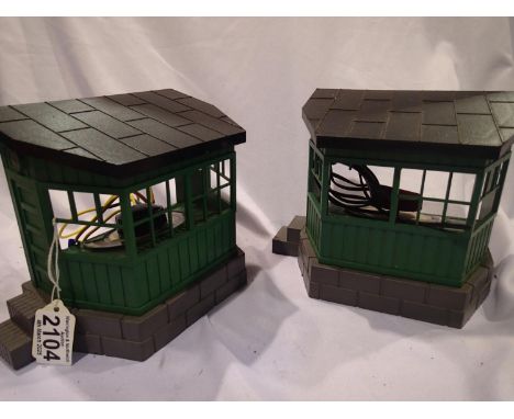 G scale L.G.B 5012 super controllers in green huts, one hut with damaged window, untested, very good condition, unboxed. UK P