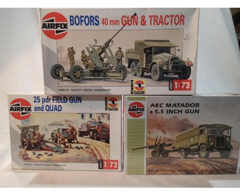 Three Airfix military related kits, as new, storage wear to boxes. UK P&amp;P Group 1 (£16+VAT for the first lot and £2+VAT f