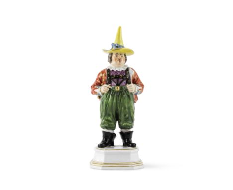 Rare statuette en porcelaine de Meissen représentant « Hofnarr Fröhlich », datée 1737A rare Meissen figure of the Hofnarr Frö