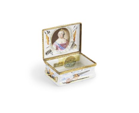 Birgmingham, boîte rectangulaire à décor émaillé d'un portrait de l'Impératrice Elizabeth Petrovna de Russie, 1760-75A Birmin