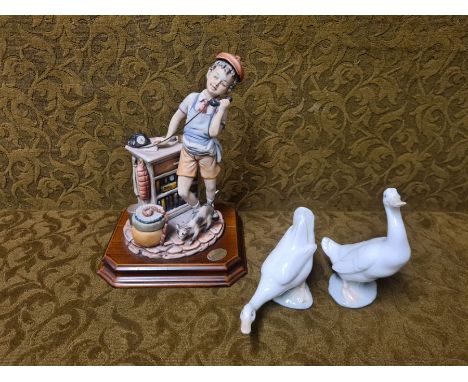 Collection of Beswick birds and animals and various Wade figures, 2 Nao Lladro geese and Capodimonte of a boy.