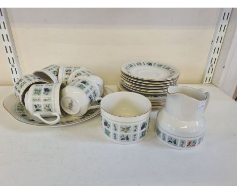 Royal Doulton Tapestry pattern teaset comprising 6 cup and saucers, 6 side plates, cake plate, milk jug and sugar bowl, 21 pi