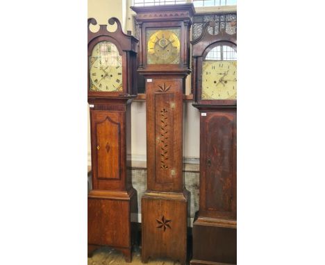 Oak 8 day longcase clock by M. Waggit, Richmond circa 1750.  Brass Roman and Arabic numeral dial with brass spandrels, second