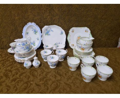 Royal Albert "Forget  Me Not" & Shelley posie spray teasets.  Royal Albert 5 cups, 6 suacers, 6 tea plates, salt and pepper a