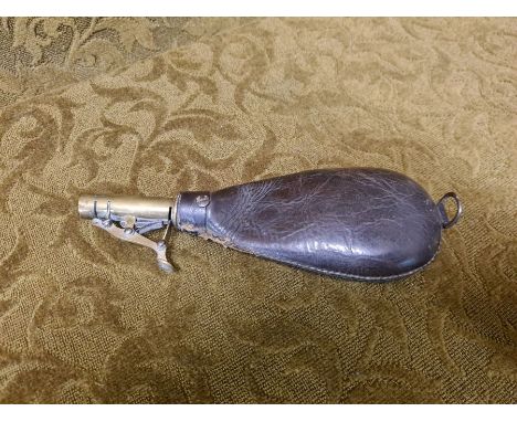 1oz and 1.25oz leather and brass shot flask.