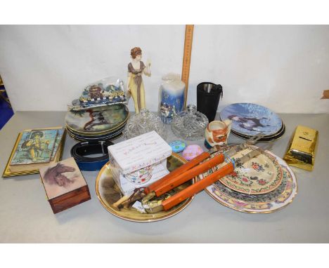 Mixed Lot: Hamilton Collection decorated horse plates, various glass wares, novelty money box, small pictures etc
