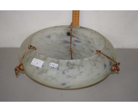An early 20th Century marbled glass ceiling light shade