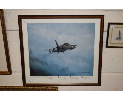 Michael Rondot - Coloured print for the Royal Airforce Benevolent Fund bearing various signatures to include Coltishall inter