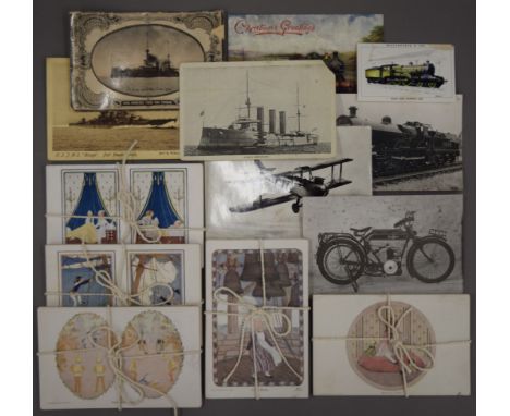 A small postcard collection, including Willebeek le Mair, vintage steam ships, etc.