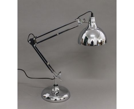 A chrome anglepoise lamp.
