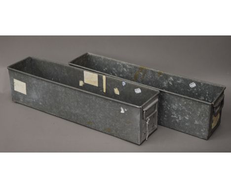 Two vintage metal planters. 60 cm long.