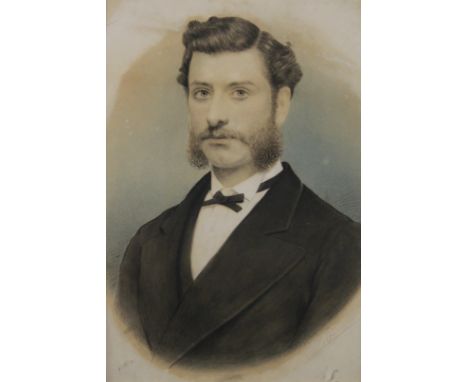 A 19th century Portrait of a Gentleman, pencil and pastel, indistinctly signed and dated 1870, mounted only. 50.5 x 68.5 cm o