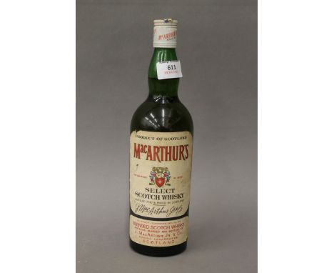 A vintage bottle of MacArthur's Select Scotch Whisky. 30 cm high.