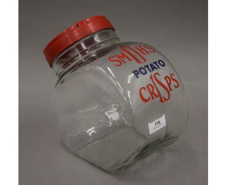 A vintage Smiths Crisps glass jar. 22 cm high.