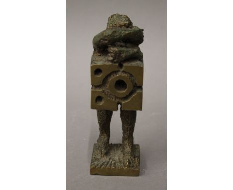 ERNEST BOTTOMLEY, an abstract bronze figure, initialled E.B. 13 cm high.