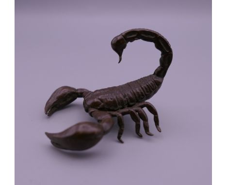 A bronze model of a scorpion. 5 cm long.