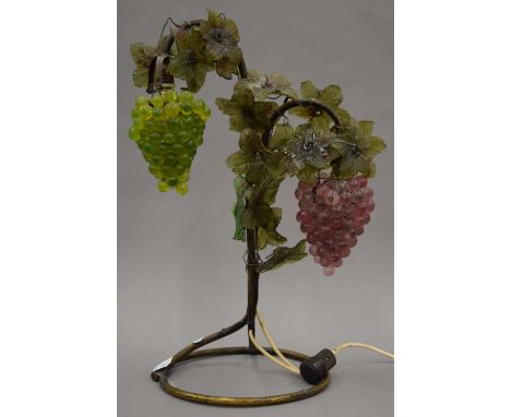 An unusual brass and glass table lamp formed as fruiting vines. 50 cm high.