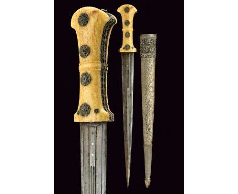 A beautiful dagger dating: first quarter of the 19th Centuryprovenance: TurkeyStraight, double-edged, damask blade with groov